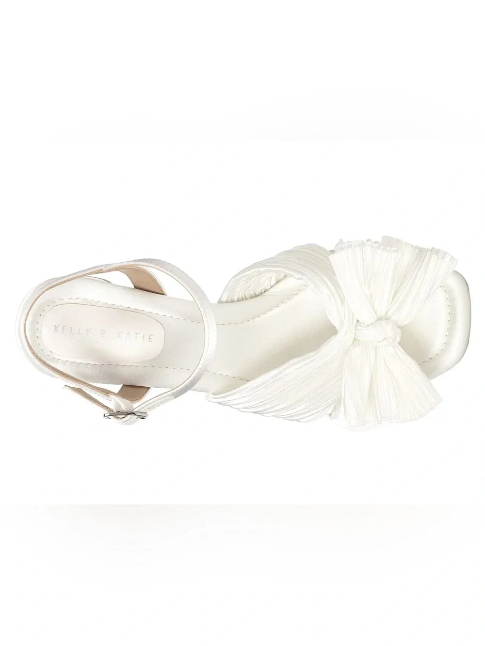 Kelly & Katie Mystee Sandal White Women's Block Heel Sandals with Floral Accent